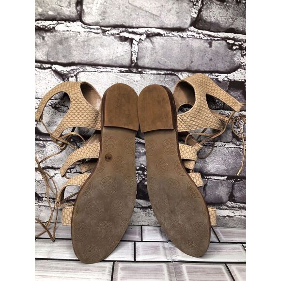 Vince Camuto Tany Tan Leather Snake Print Gladiator Lace Sandals Women Sz 6M US - Picture 7 of 15